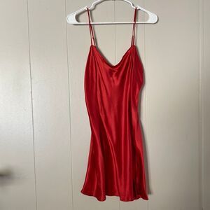 Victoria’s Secret Red Satin Slip Dress – Women’s Large Lingerie Nightgown